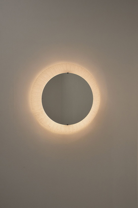 Image 1 of Mirror Of Erco Leuchten With Plastic Rim And Lighting , 1970s