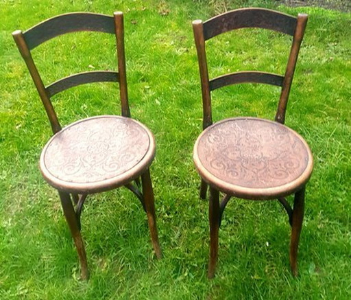 Wood Coffee House Chairs From Thonet, Set Of 2