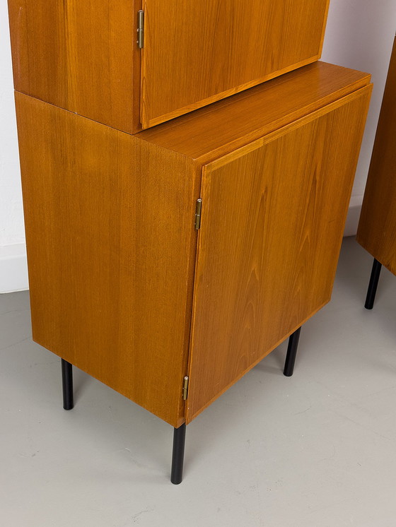 Image 1 of Set of 2 narrow Teak Cabinets from Omann Jun, 1960s