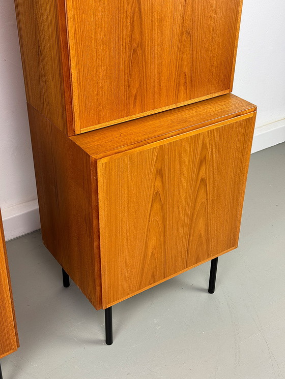 Image 1 of Set of 2 narrow Teak Cabinets from Omann Jun, 1960s