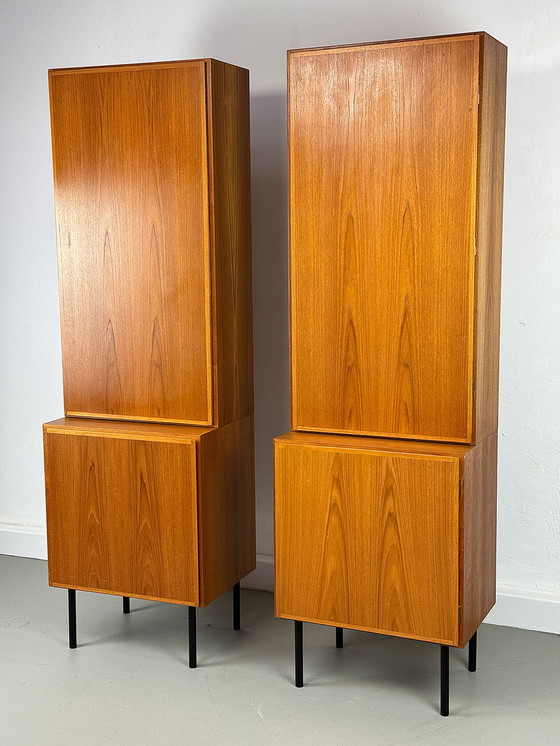 Image 1 of Set of 2 narrow Teak Cabinets from Omann Jun, 1960s