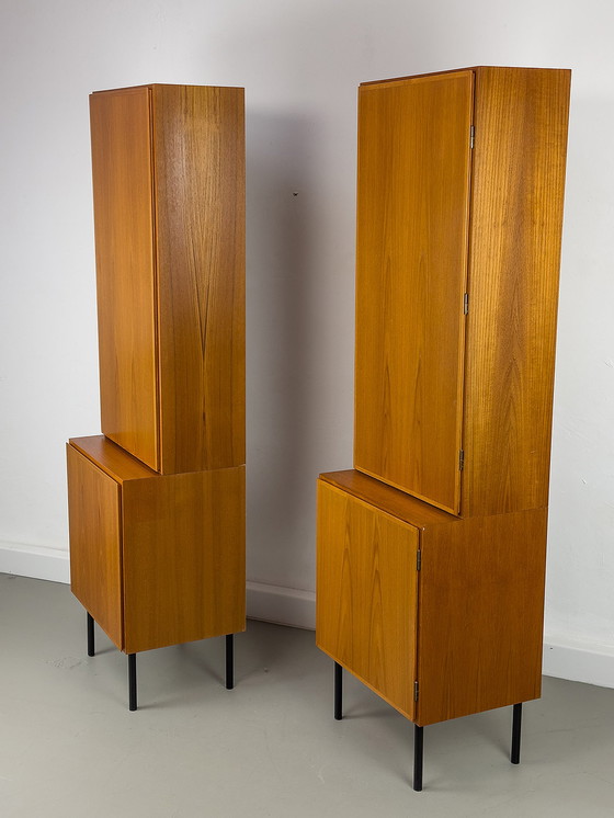 Image 1 of Set of 2 narrow Teak Cabinets from Omann Jun, 1960s