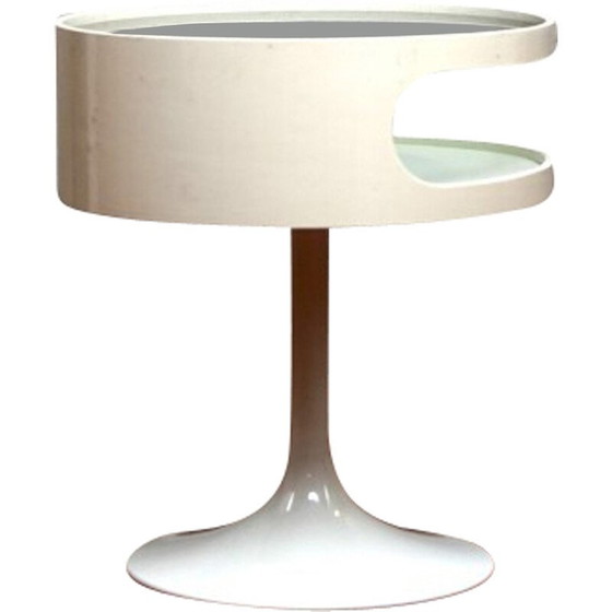 Image 1 of Vintage White Pop glass and metal serving bar by Opal Möbel for Opal Furniture, Germany 1970