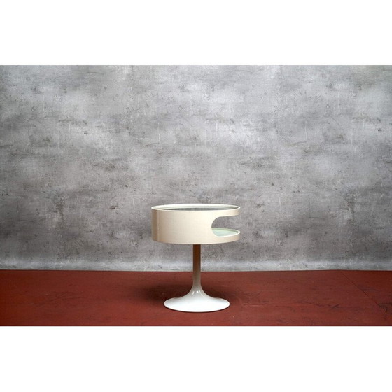 Image 1 of Vintage White Pop glass and metal serving bar by Opal Möbel for Opal Furniture, Germany 1970