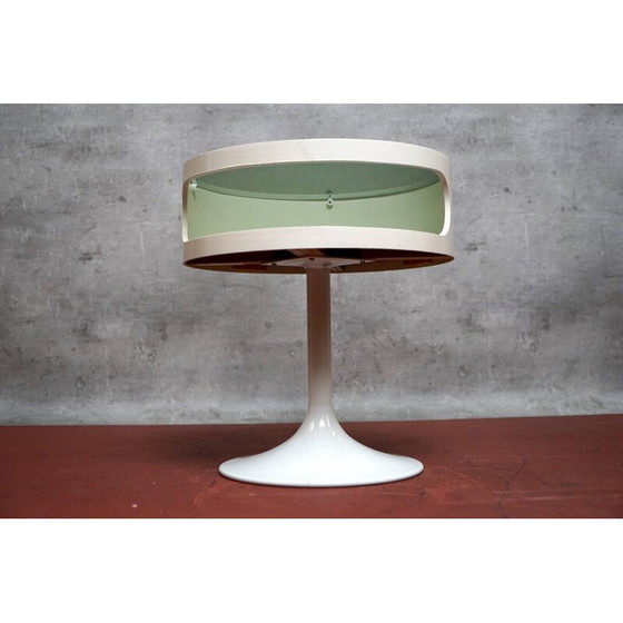 Image 1 of Vintage White Pop glass and metal serving bar by Opal Möbel for Opal Furniture, Germany 1970