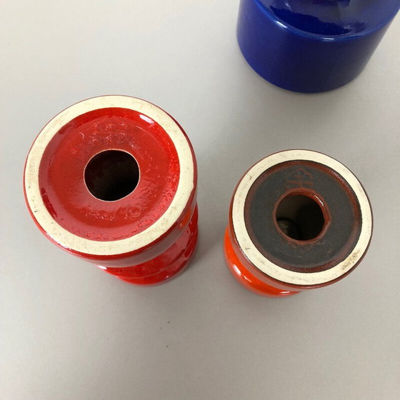 Image 1 of Set of 3 vintage Pottery Candleholder by Cari Zalloni for Steuler Germany 1970s