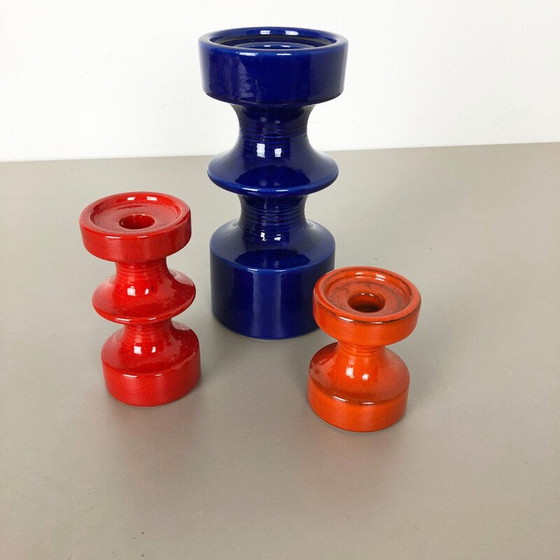Image 1 of Set of 3 vintage Pottery Candleholder by Cari Zalloni for Steuler Germany 1970s