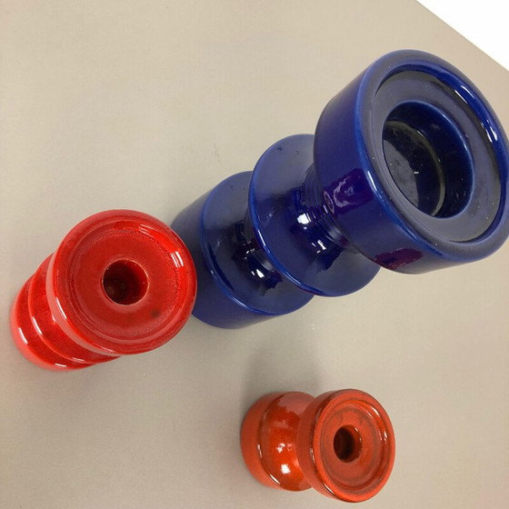 Image 1 of Set of 3 vintage Pottery Candleholder by Cari Zalloni for Steuler Germany 1970s