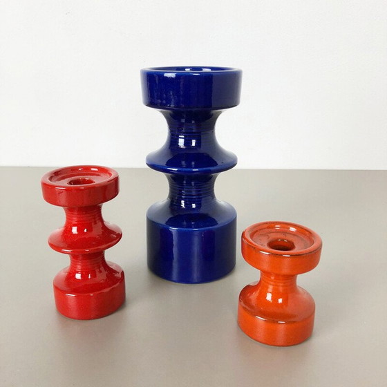 Image 1 of Set of 3 vintage Pottery Candleholder by Cari Zalloni for Steuler Germany 1970s