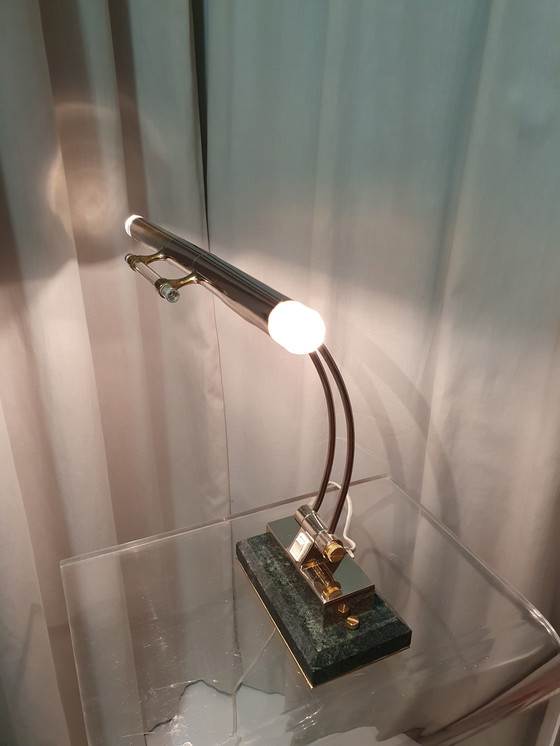 Image 1 of Table/wall lamp brass/marble 1980s