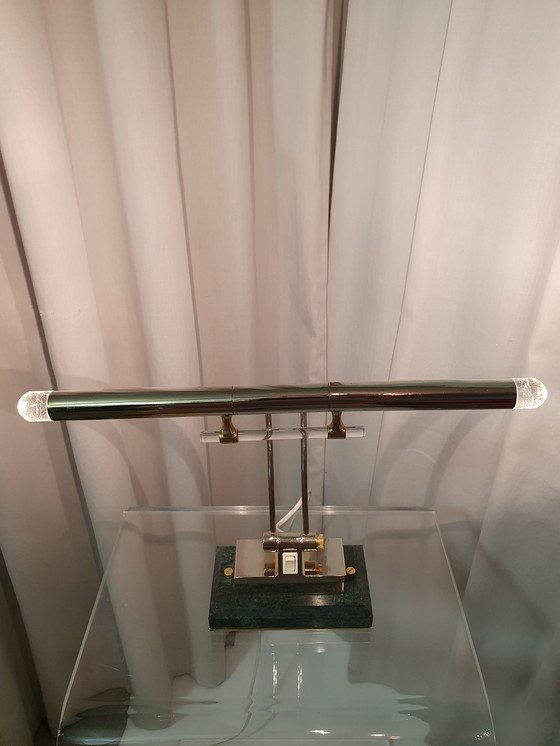 Image 1 of Table/wall lamp brass/marble 1980s