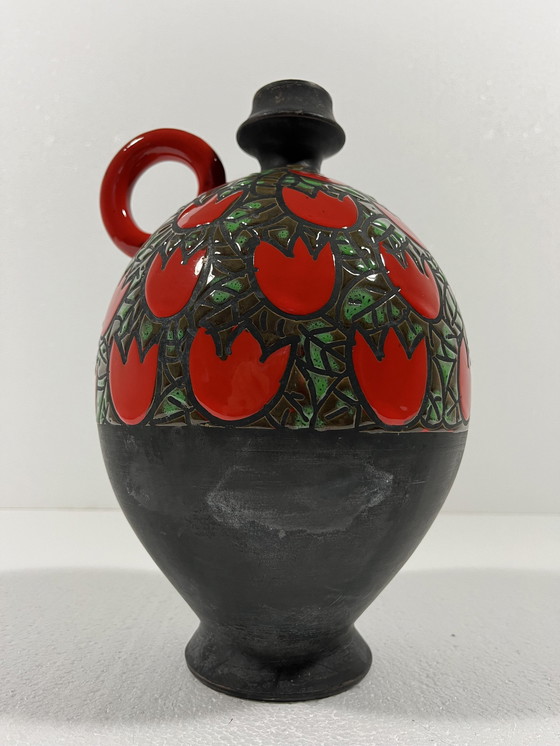 Image 1 of Alvino Bagni Pottery Vase Tulipani Rossi, Italy