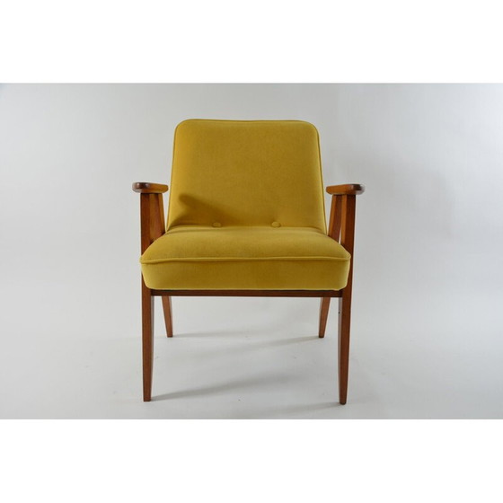 Image 1 of Vintage armchair 366 signed J.Chierowski in yellow color with birds