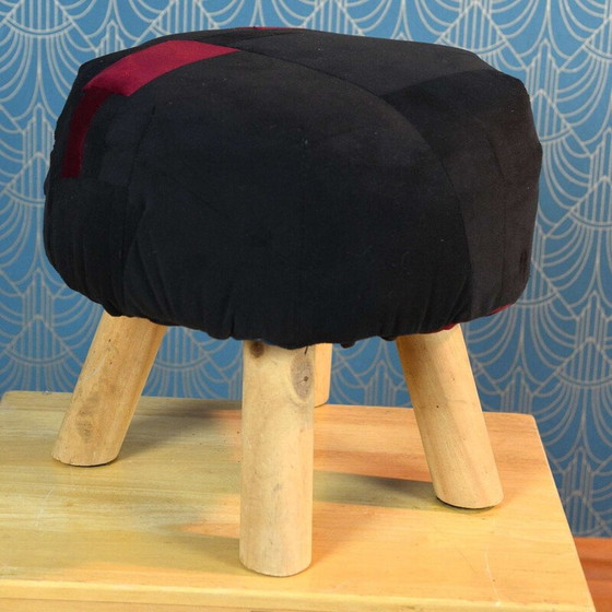 Image 1 of Vintage Scandinavian patchwork pouf, 1990s