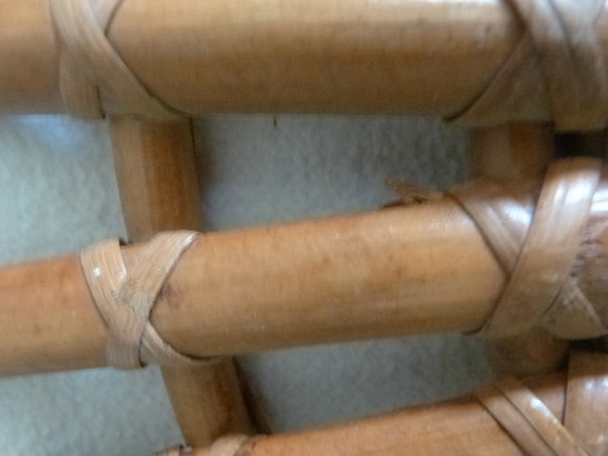 Image 1 of VIntage miroir ovale mural bambou rotin osier