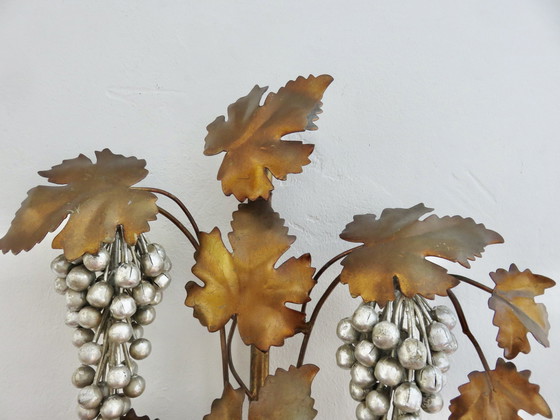 Image 1 of Large Florentine wall lamp "Vigne Aux Raisins" Italy 1950