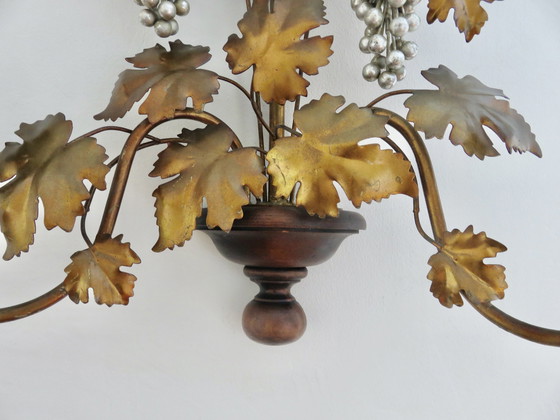 Image 1 of Large Florentine wall lamp "Vigne Aux Raisins" Italy 1950