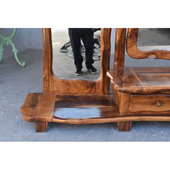 Image 1 of Vintage brutalist olive dressing table, 1960-1970