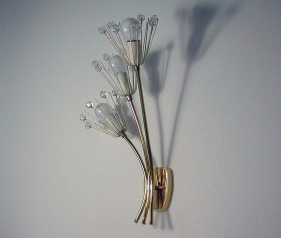 Image 1 of Emil Stejnar for Nikoll Vienna Wall Lamp Crystal Blossoms Flowers, 1950s