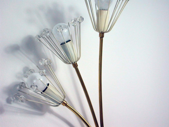 Image 1 of Emil Stejnar for Nikoll Vienna Wall Lamp Crystal Blossoms Flowers, 1950s