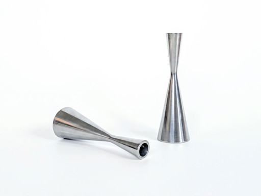 2 X Candlesticks | 1990'S Erika Pekkari For Ikea | Aluminium