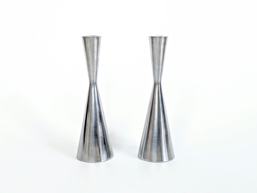 2 X Candlesticks | 1990'S Erika Pekkari For Ikea | Aluminium