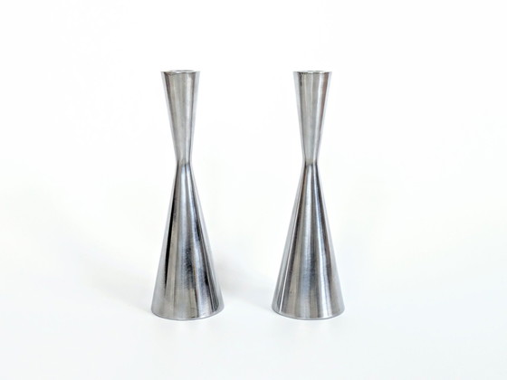 Image 1 of 2 X Candlesticks | 1990'S Erika Pekkari For Ikea | Aluminium