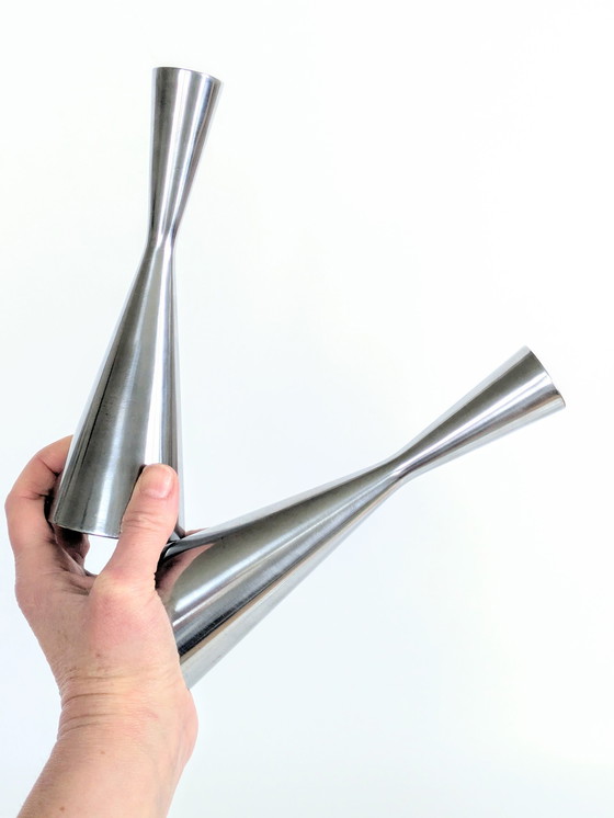 Image 1 of 2 X Candlesticks | 1990'S Erika Pekkari For Ikea | Aluminium