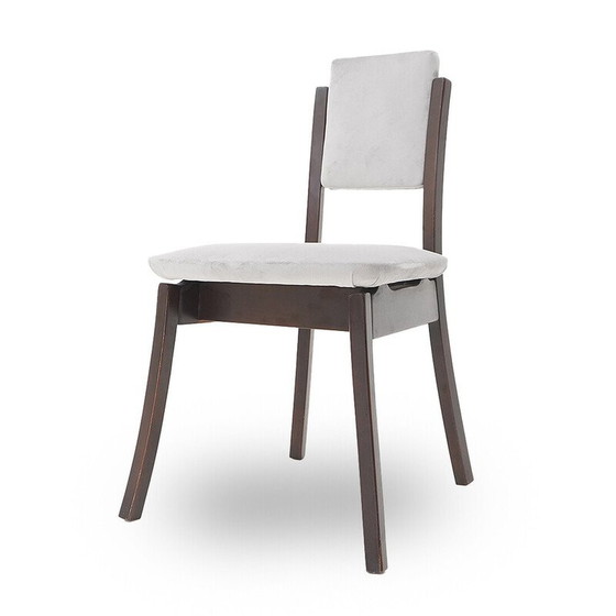 Image 1 of Set of 6 vintage chairs in solid wood and gray velvet by Angelo Mangiarotti for La Sorgente del Mobile, 1970