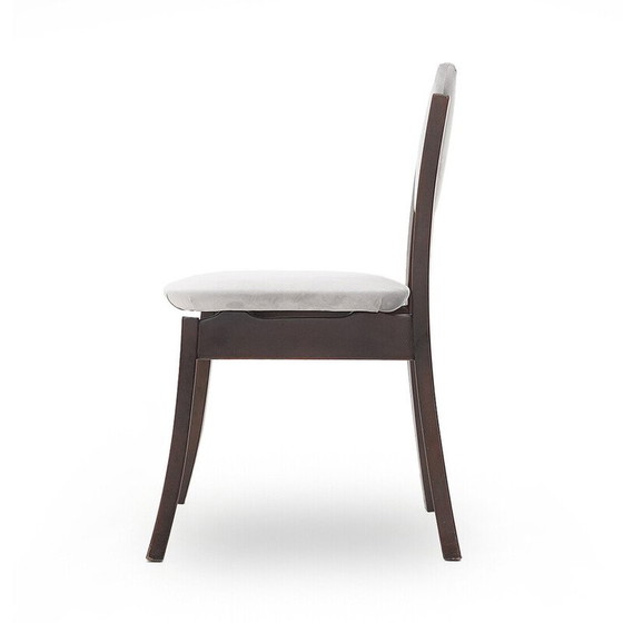 Image 1 of Set of 6 vintage chairs in solid wood and gray velvet by Angelo Mangiarotti for La Sorgente del Mobile, 1970