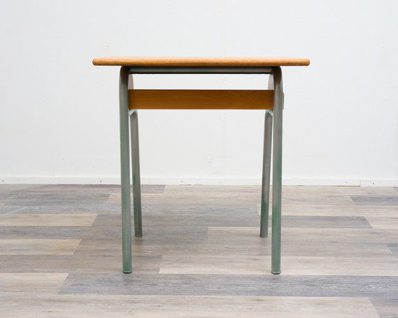 Image 1 of Small 50s school desk from France, solid oak worktop.