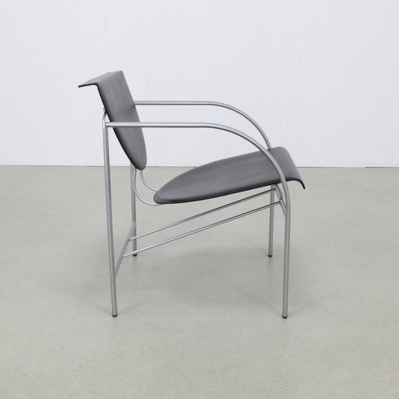 Image 1 of 2x Postmodern Lounge Chair “Kokatu” in Leather by M.A. Ciganda for Akaba, 1980s