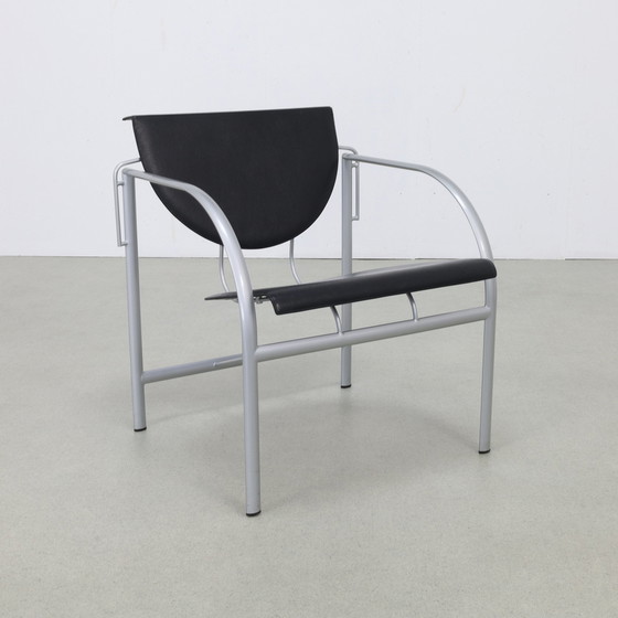 Image 1 of 2x Postmodern Lounge Chair “Kokatu” in Leather by M.A. Ciganda for Akaba, 1980s