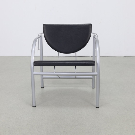 Image 1 of 2x Postmodern Lounge Chair “Kokatu” in Leather by M.A. Ciganda for Akaba, 1980s