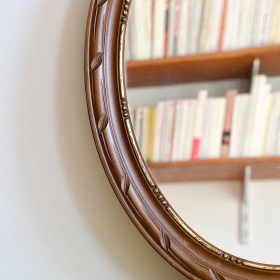 Image 1 of Large Hand Carved Wood Mirror