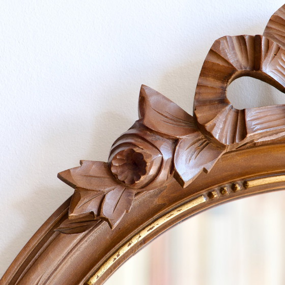 Image 1 of Large Hand Carved Wood Mirror