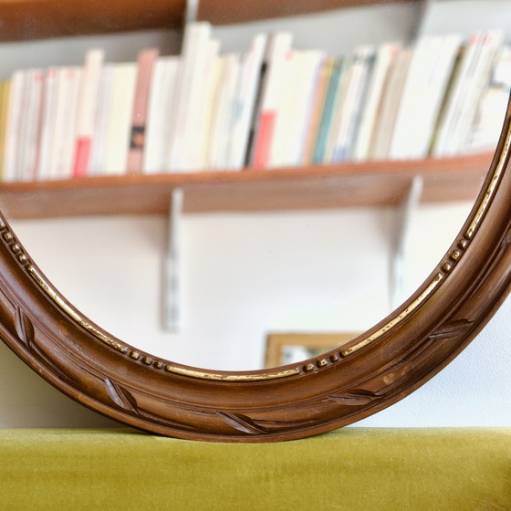 Image 1 of Large Hand Carved Wood Mirror