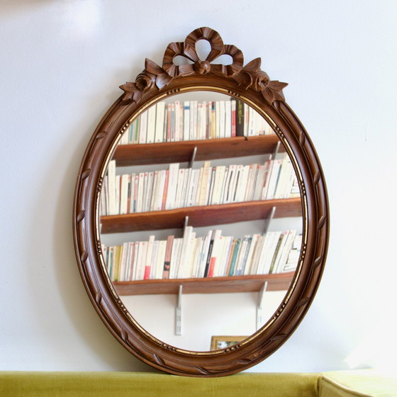 Image 1 of Large Hand Carved Wood Mirror