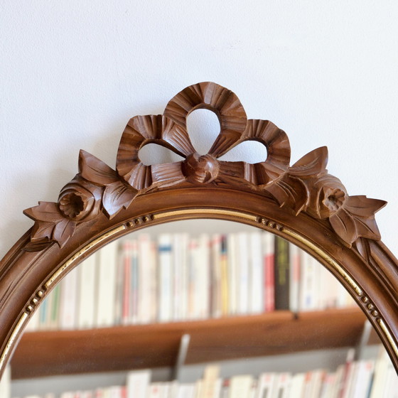 Image 1 of Large Hand Carved Wood Mirror