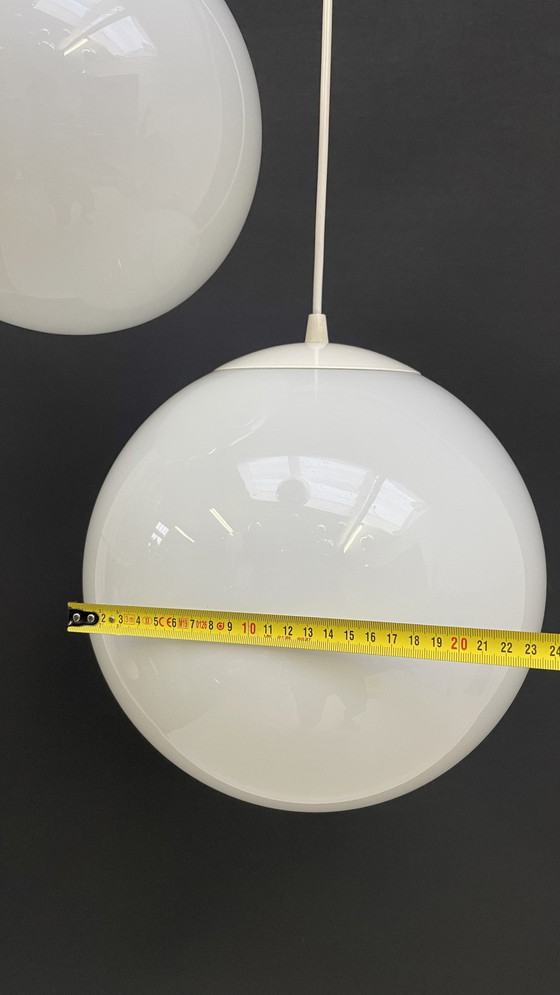 Image 1 of 2 X Vintage Opaline Hanging Ball Lamp