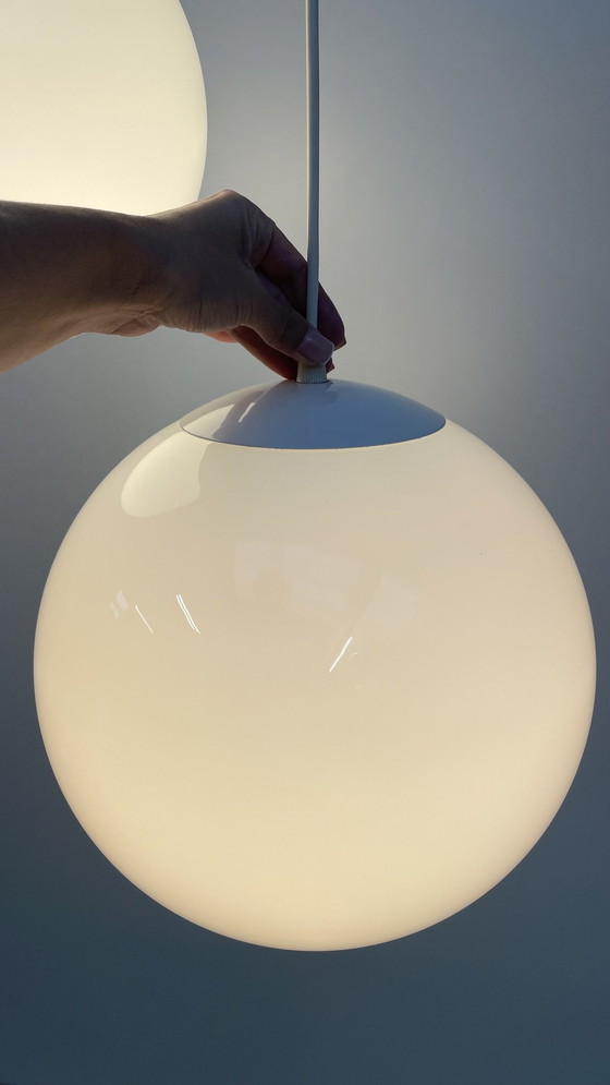 Image 1 of 2 X Vintage Opaline Hanging Ball Lamp