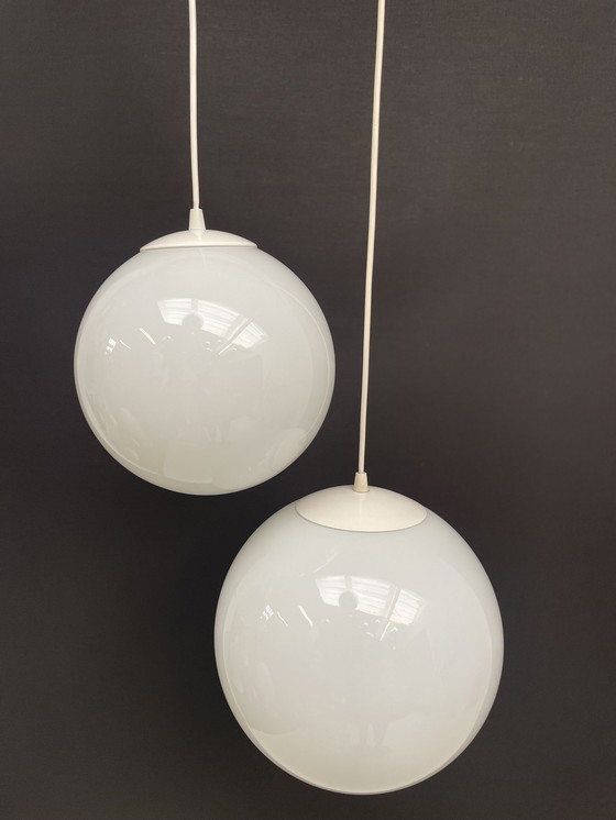 Image 1 of 2 X Vintage Opaline Hanging Ball Lamp