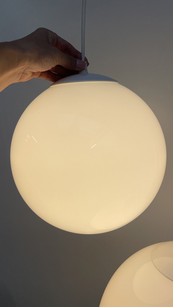 Image 1 of 2 X Vintage Opaline Hanging Ball Lamp