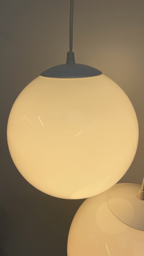 Image 1 of 2 X Vintage Opaline Hanging Ball Lamp