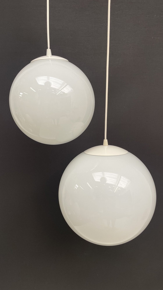 Image 1 of 2 X Vintage Opaline Hanging Ball Lamp