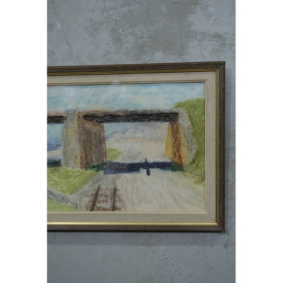 Image 1 of Vintage pastel painting by Elvin Larsson, Sweden 1958