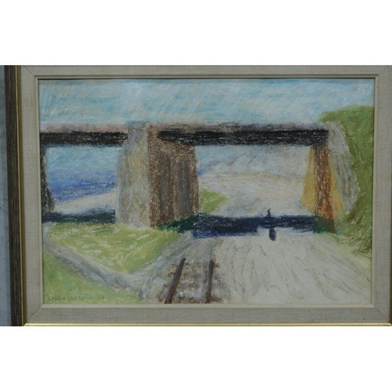 Image 1 of Vintage pastel painting by Elvin Larsson, Sweden 1958