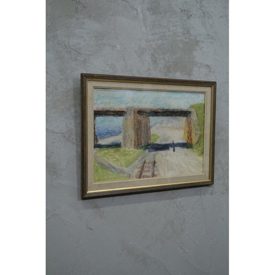 Image 1 of Vintage pastel painting by Elvin Larsson, Sweden 1958
