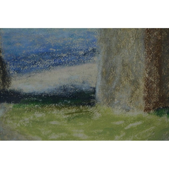 Image 1 of Vintage pastel painting by Elvin Larsson, Sweden 1958