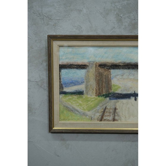 Image 1 of Vintage pastel painting by Elvin Larsson, Sweden 1958